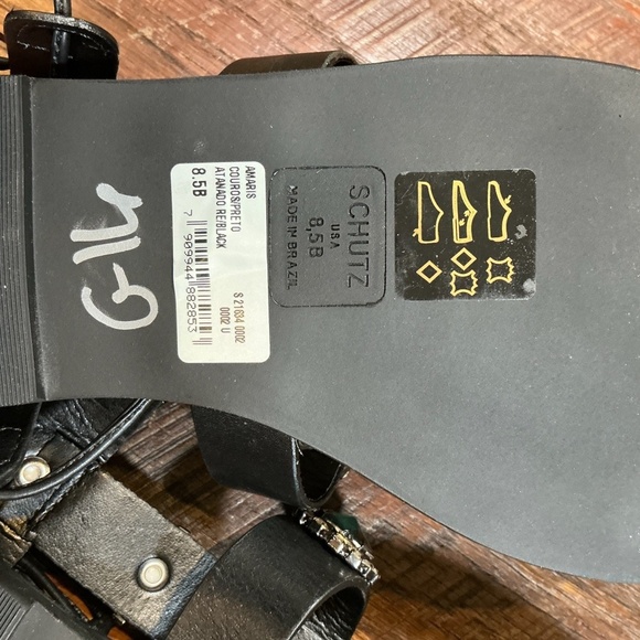 Schutz Amaris Gladiator Jeweled Sandals Black Leather Women’s Size 8.5 - Picture 6 of 11